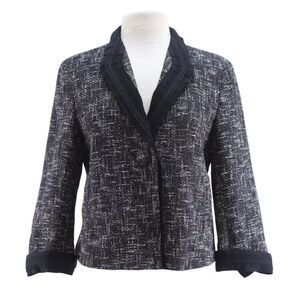 Talbots Women's Tweed Blazer Black & White Size 10, Pockets, Lined
